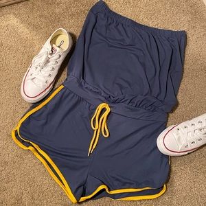 Navy Blue/Yellow Tube Top Rumper 🩱